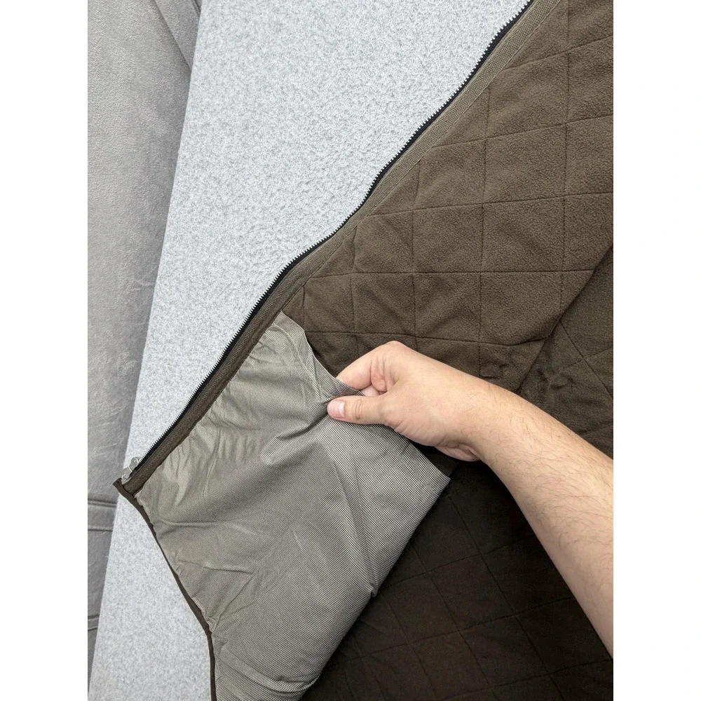 Peter Millar Vest Mens 2XLT Brown Quilted Full Zip Fleece Lined MF13Z13DX